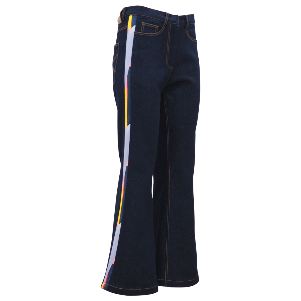 Passion Abstract Signature Denim Bell Bottom Pant (6830371995671)
