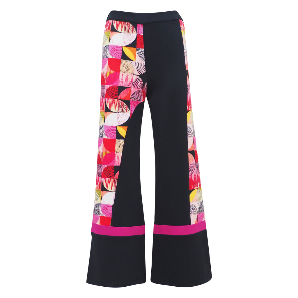 Central Abstract Red basic black cullote pant (6978508029975)
