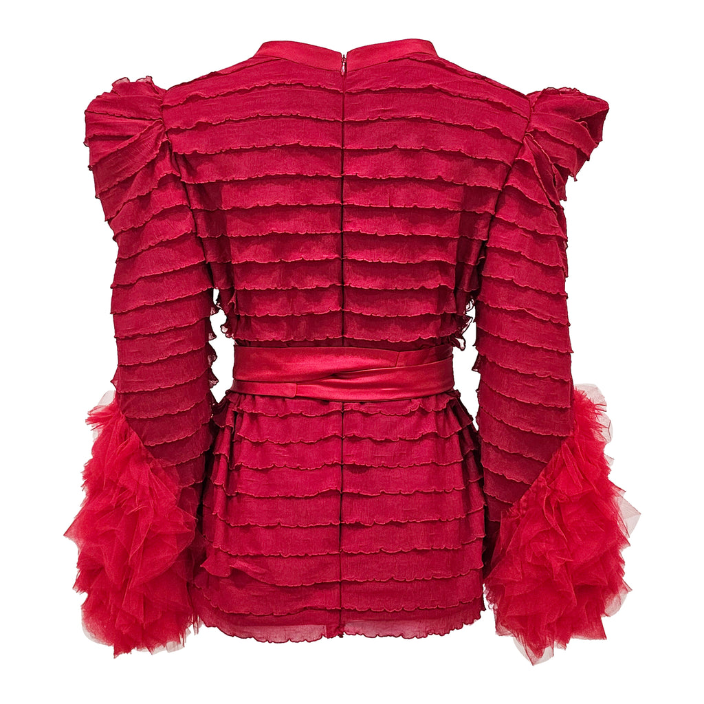 Central Abstract Red New Agnez With Tulle (6992541024279)