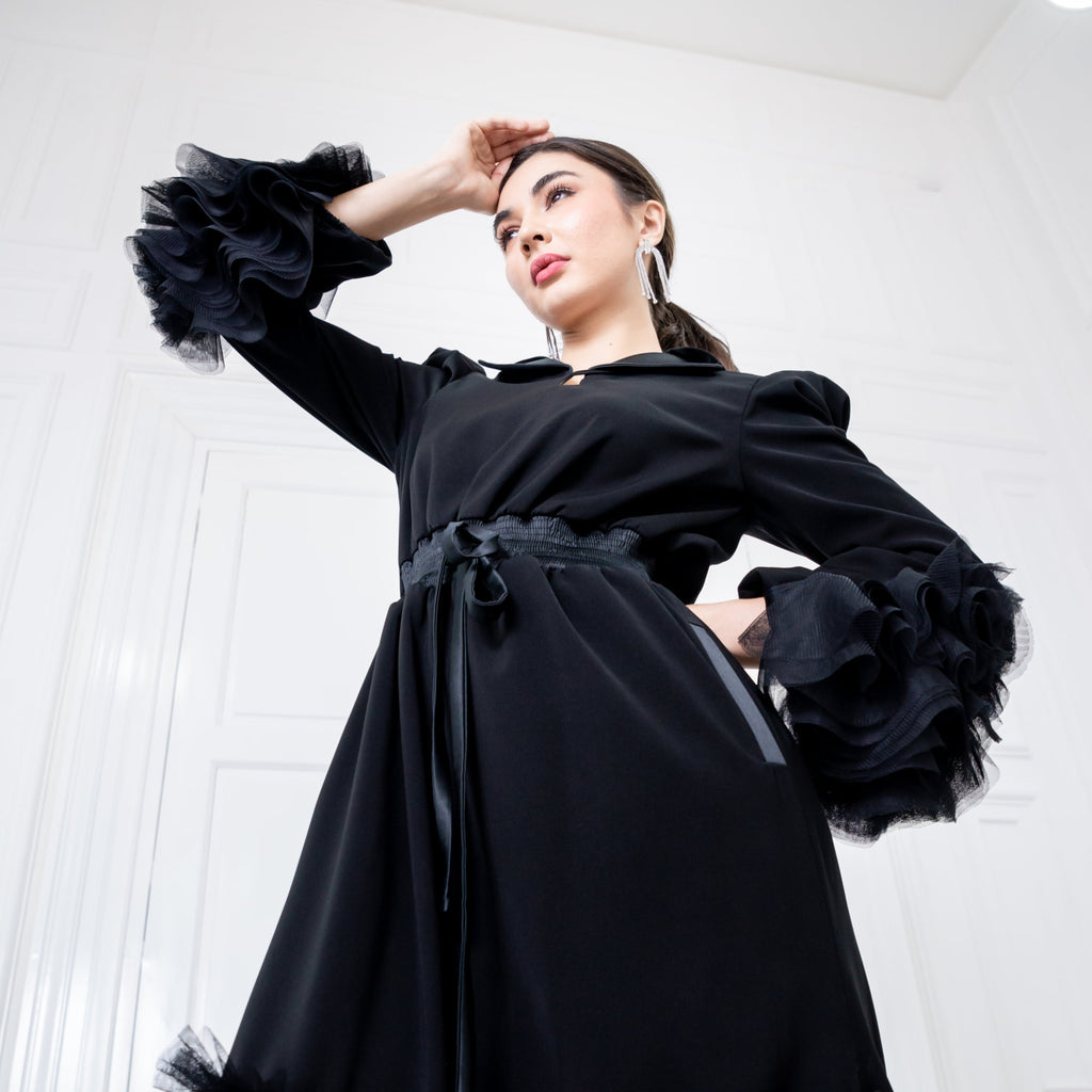 Becoming New Miranda Tulle Long Black Dress (6889633808407)