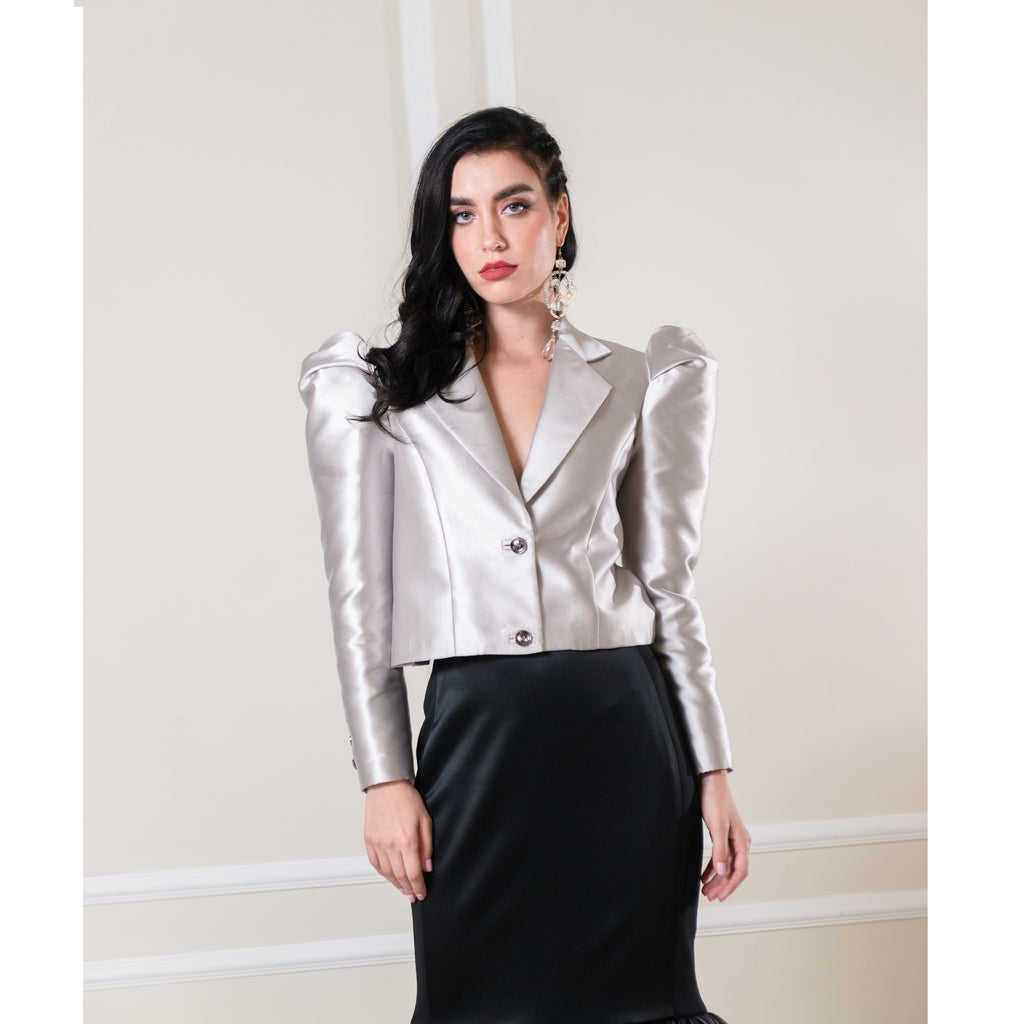 Agnez Cropped Silver Jacket With Floy Crv (6934279356439)