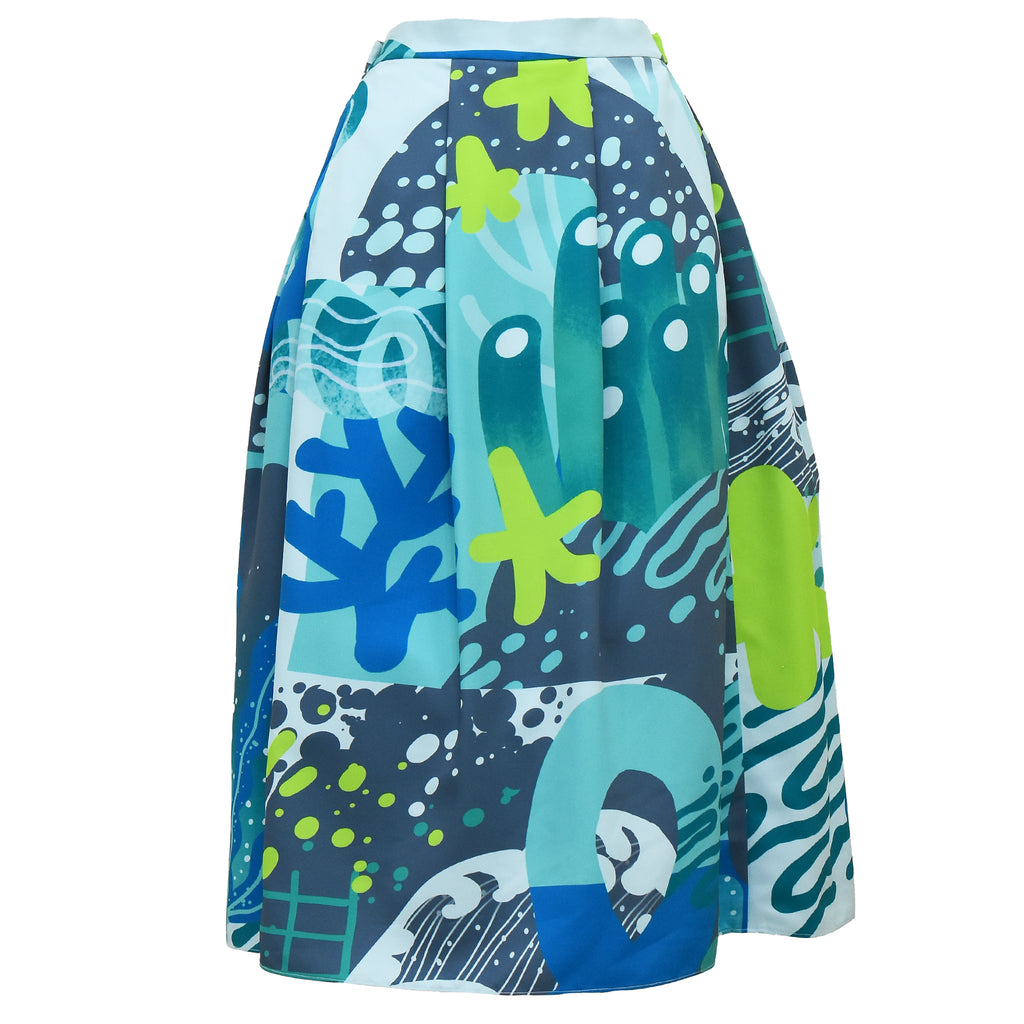 Liga Long Jenny Ball Printed Skirt in Aqua (4534896230423)