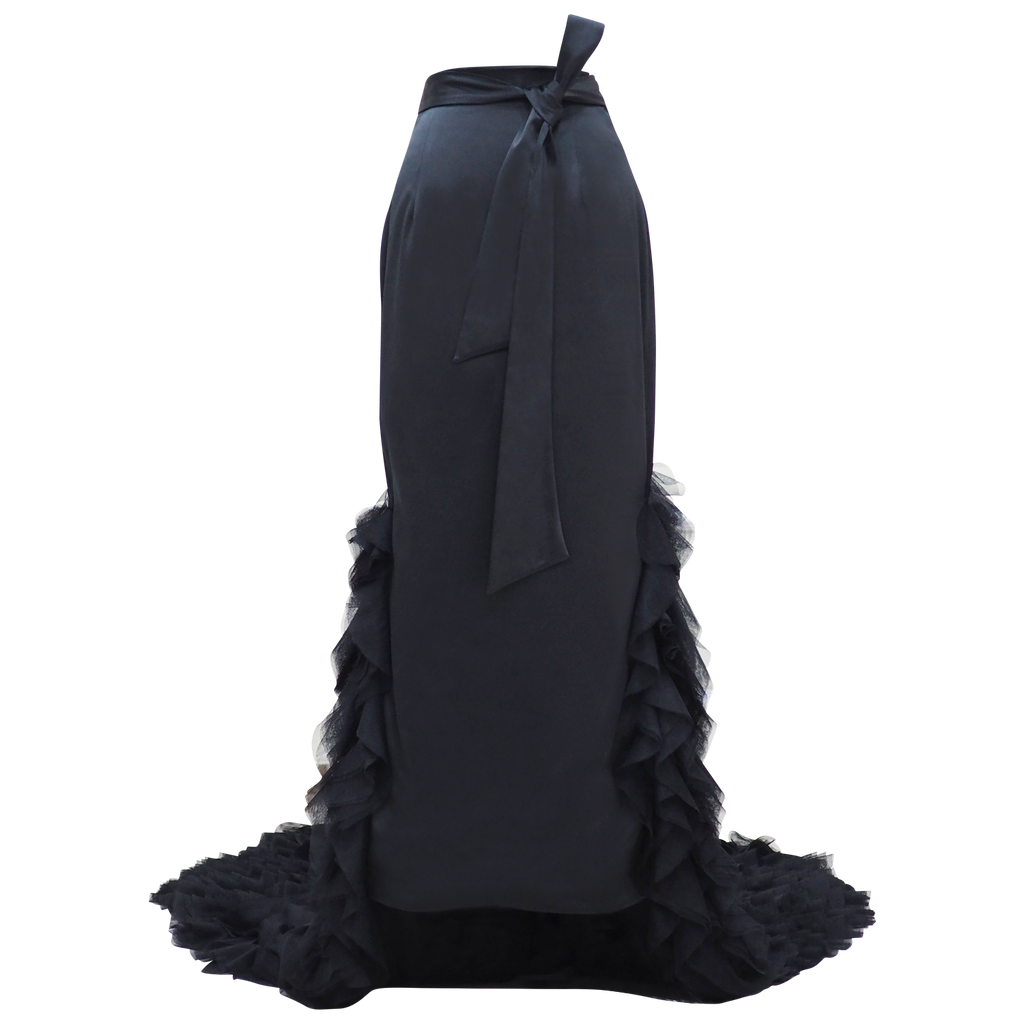 Royal Tulle Long Skirt in Black (6878922244119)