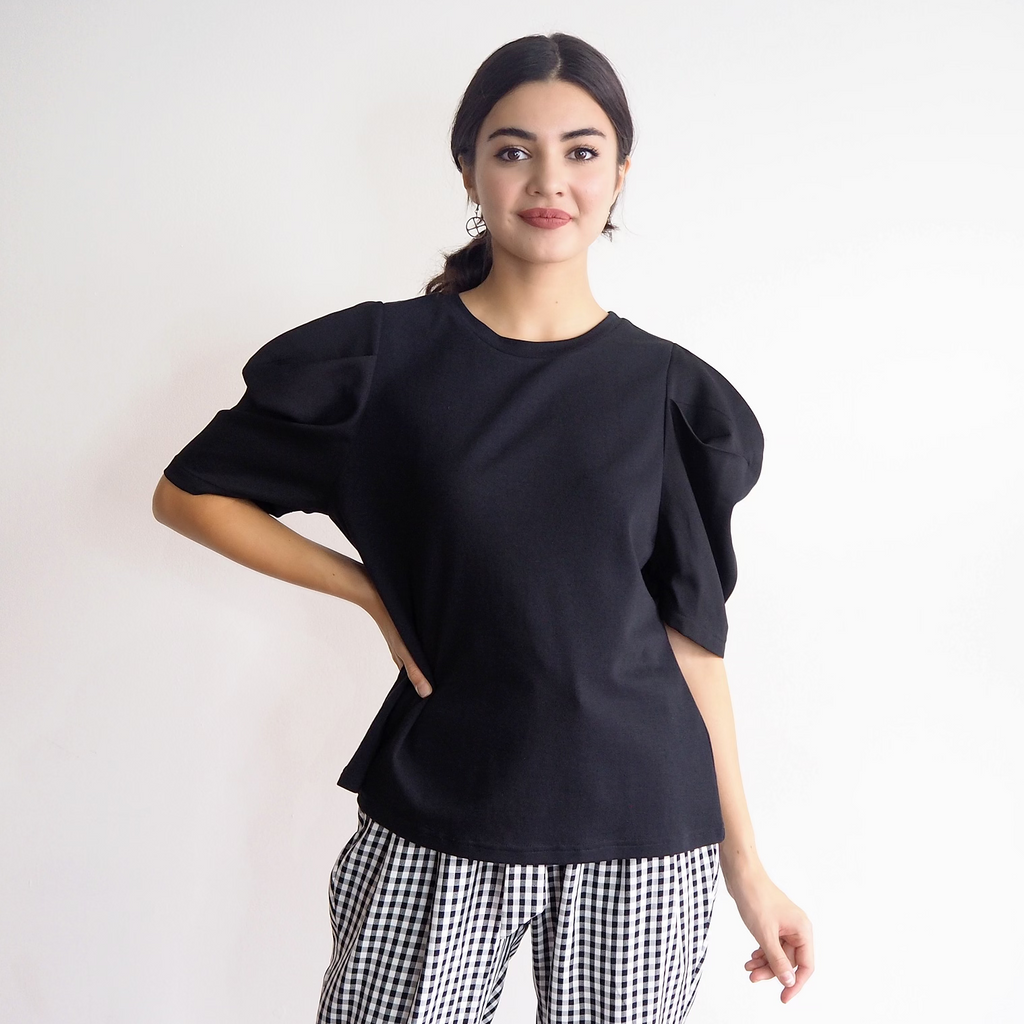 Black Shirt with Bell Sleeves (6564106534935)