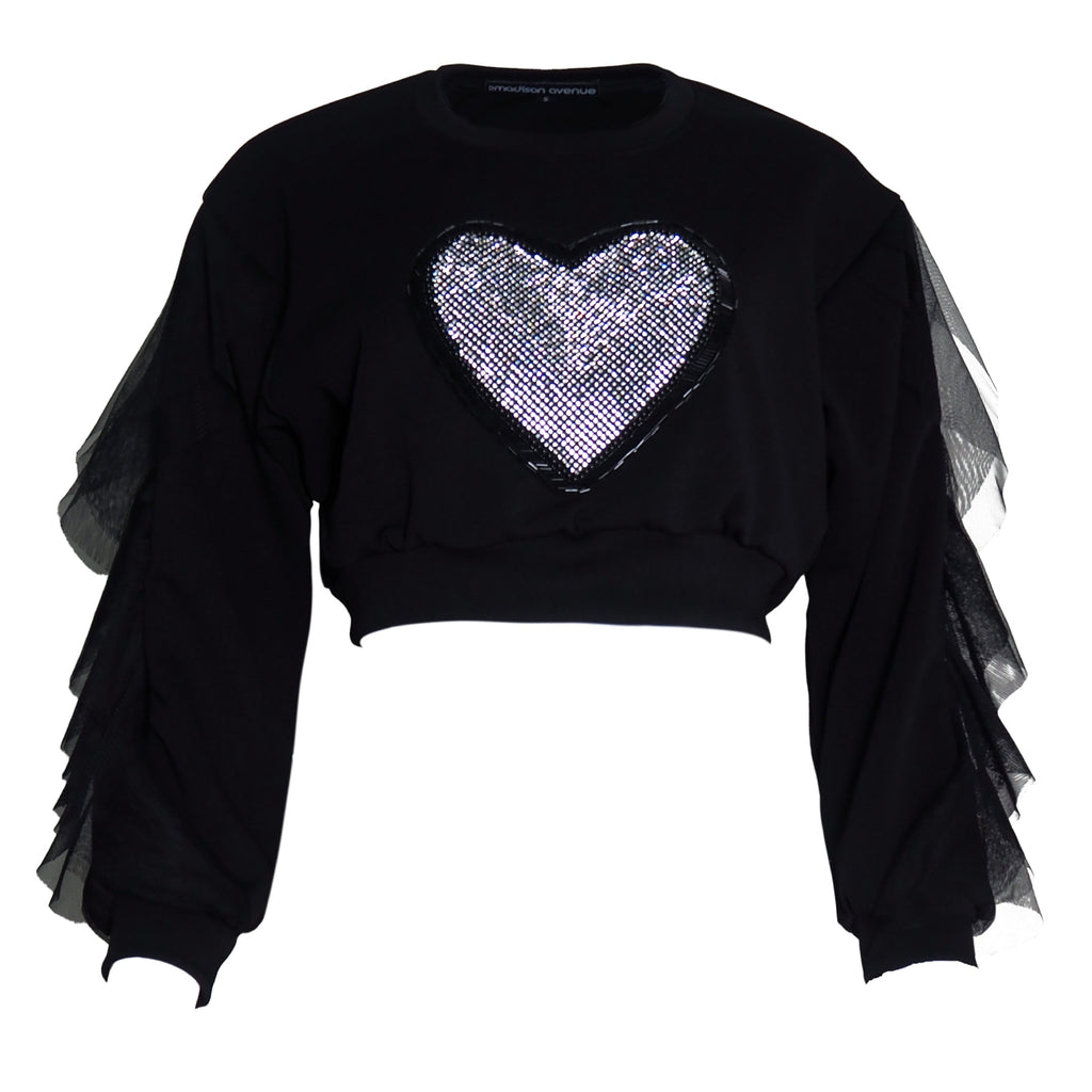 Be Mine Love Sweater Cropped top in black (6674033836055)