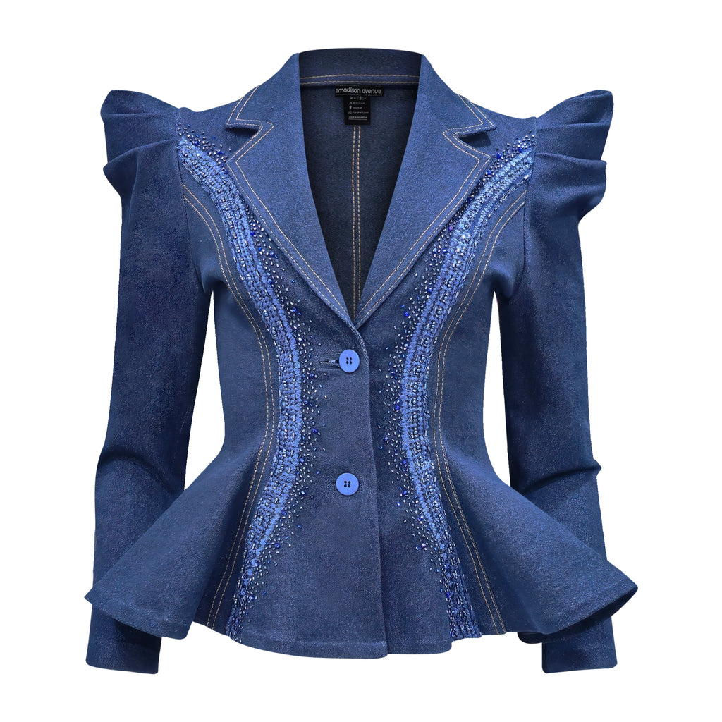 Signature Denim samantha blazer with sequince (7665978507287)