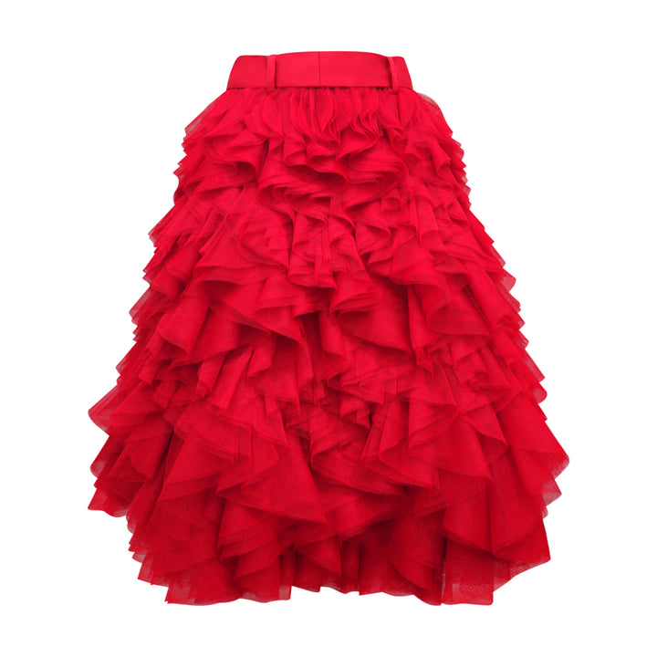 Signature Red english tulle curly red skirt - 2MADISONAVENUE.COM