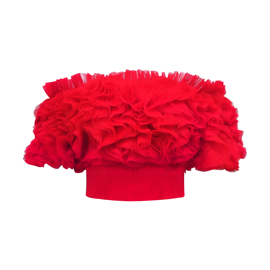 Central Celebration Royal Tulle Off The Shoulder Red Top