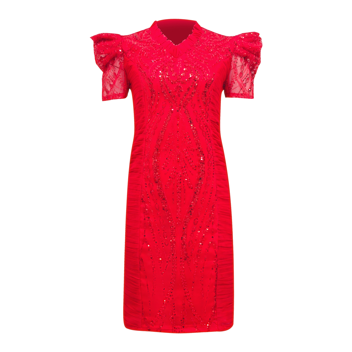 Signature Red stasi short dress with lace - 2MADISONAVENUE.COM