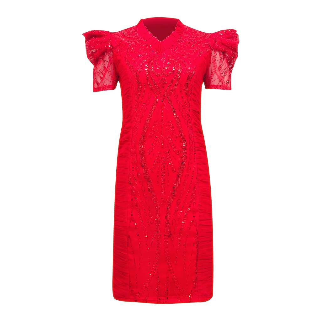 Central Celebration Stasi Short Red Dress With Lace