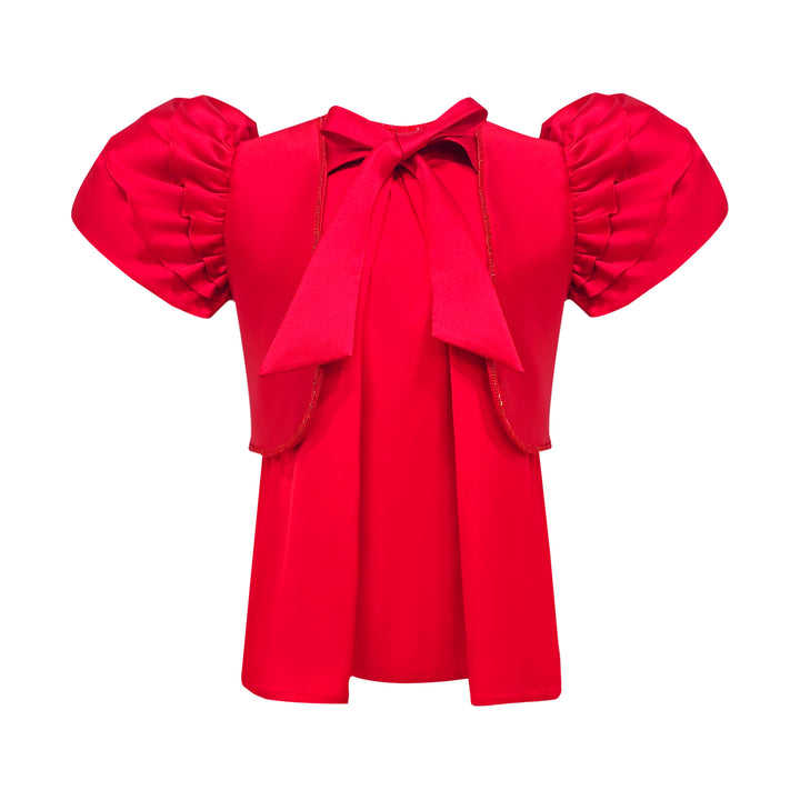 Signature Red twin set top red with sequin - 2MADISONAVENUE.COM