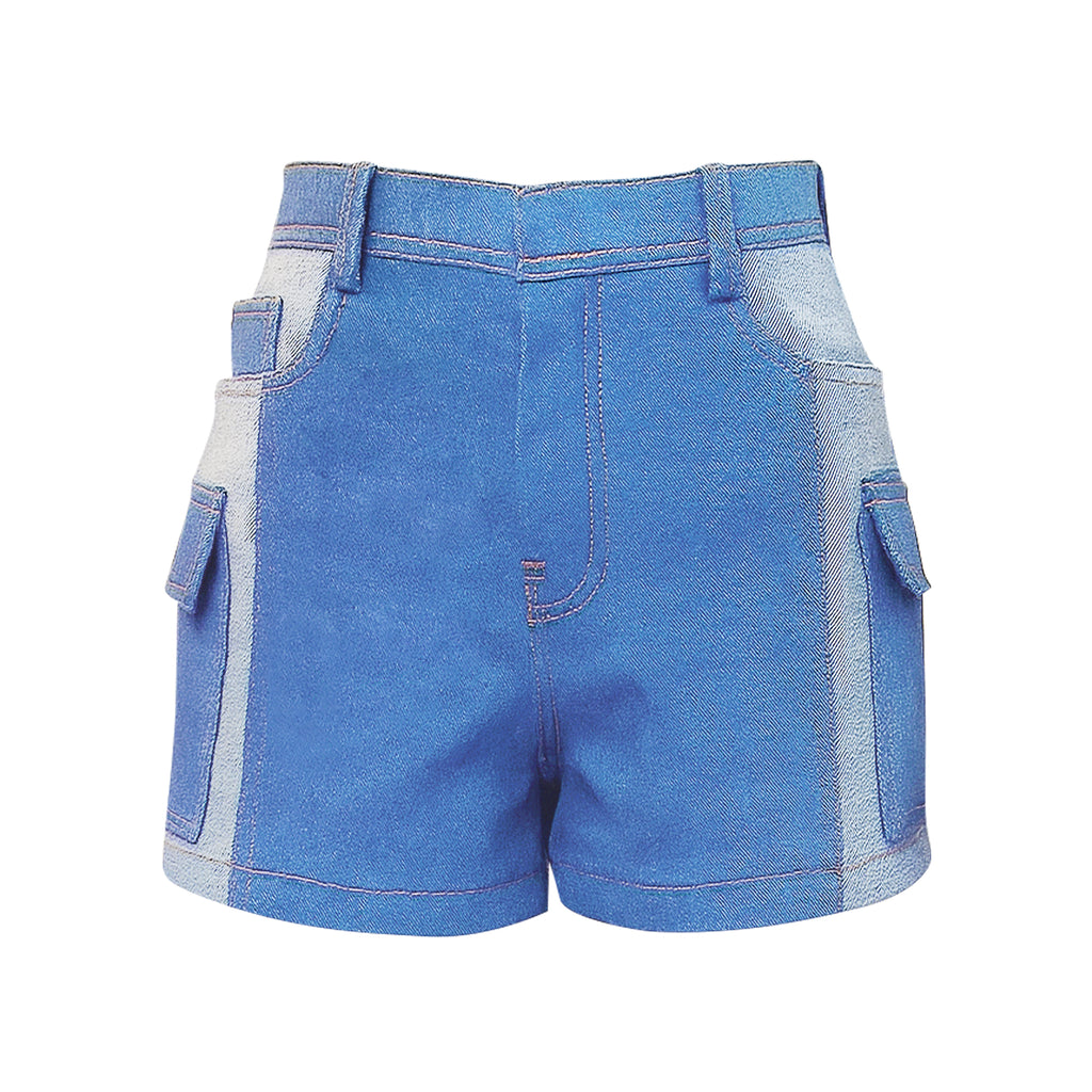Signature Denim Light Blue cargo short pant (7772541943831)