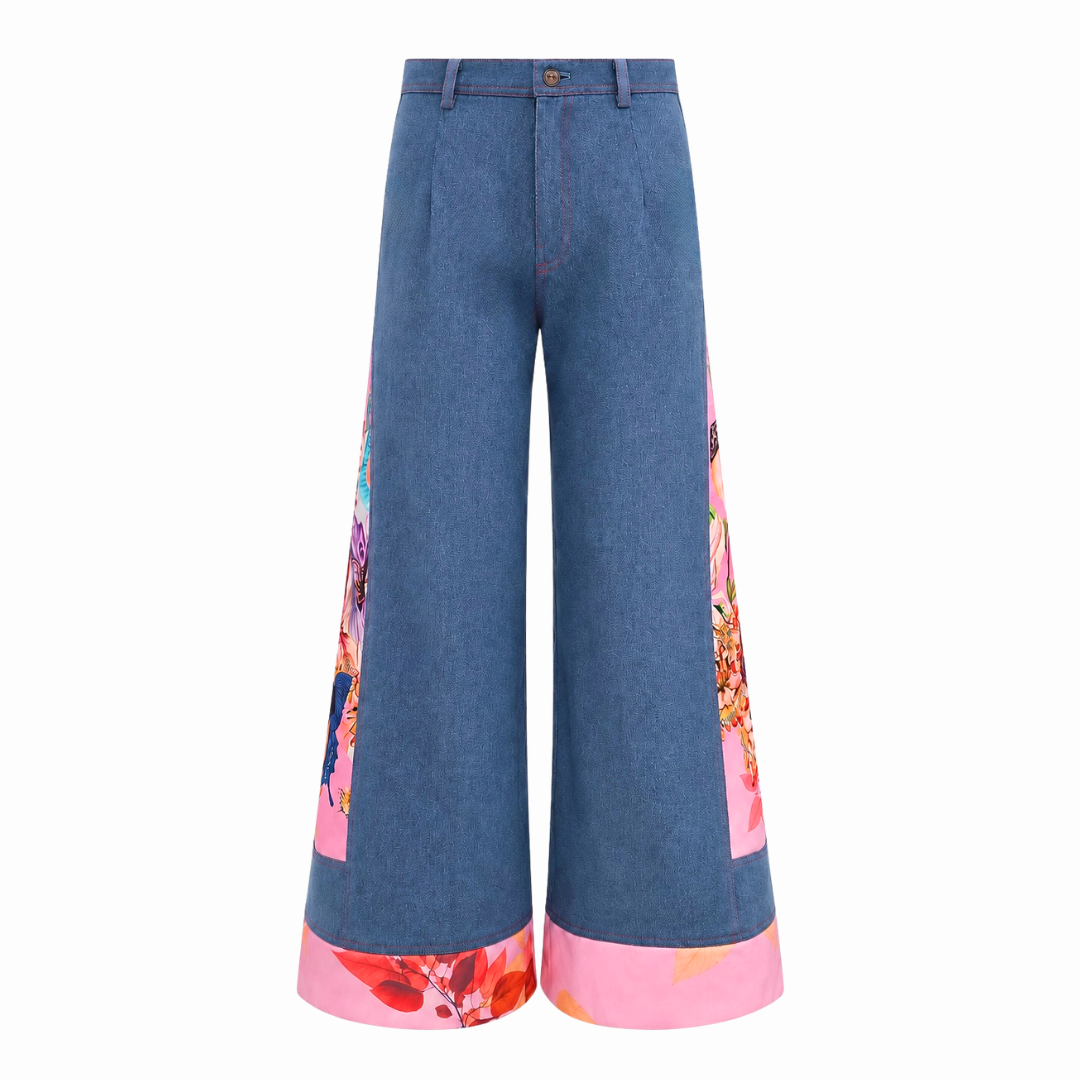 Miami Pink Denim cullote pant - 2MADISONAVENUE.COM