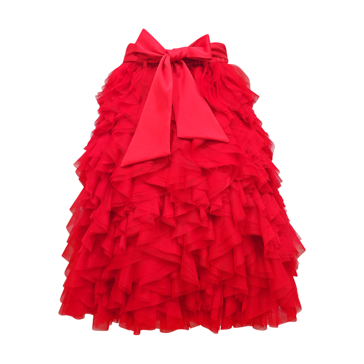Signature Red english tulle curly red skirt - 2MADISONAVENUE.COM