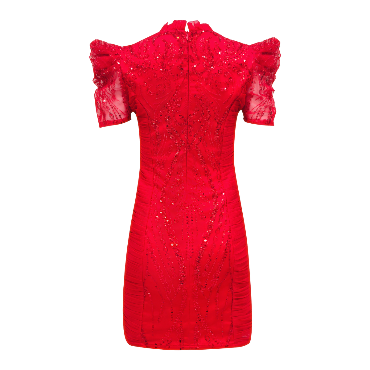 Signature Red stasi short dress with lace - 2MADISONAVENUE.COM