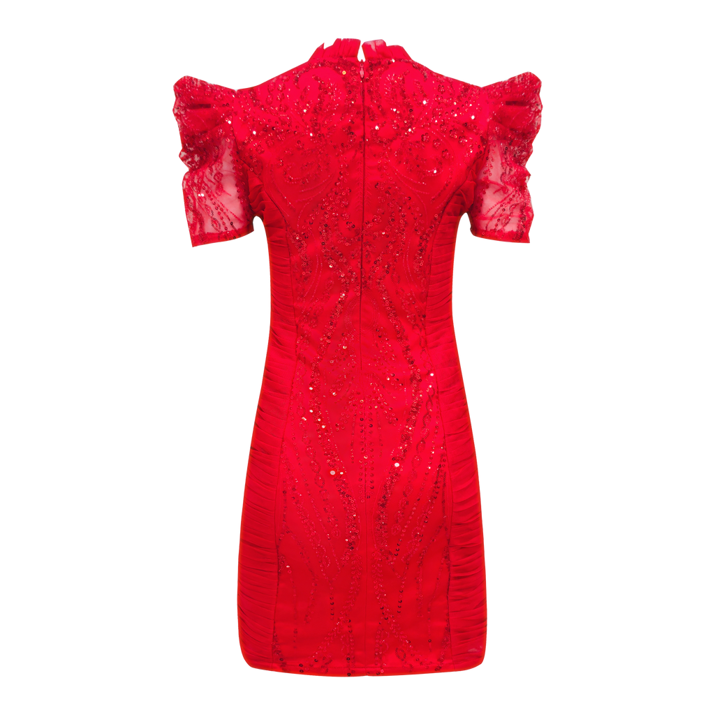 Central Celebration Stasi Short Red Dress With Lace