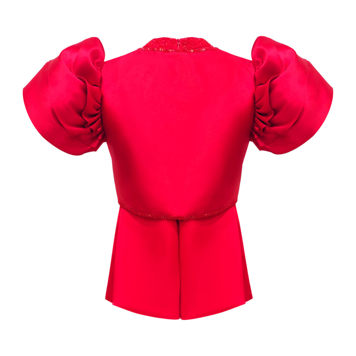 Signature Red twin set top red with sequin - 2MADISONAVENUE.COM