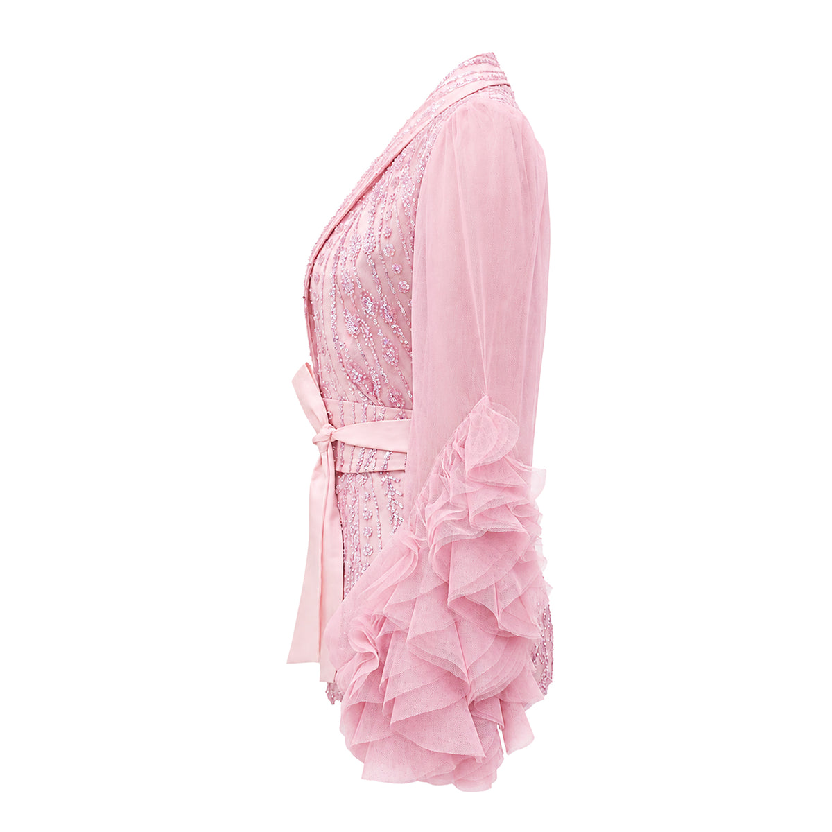 Kebaya encim twin set RS with obi belt (3 pcs) in pink lace - 2MADISONAVENUE.COM
