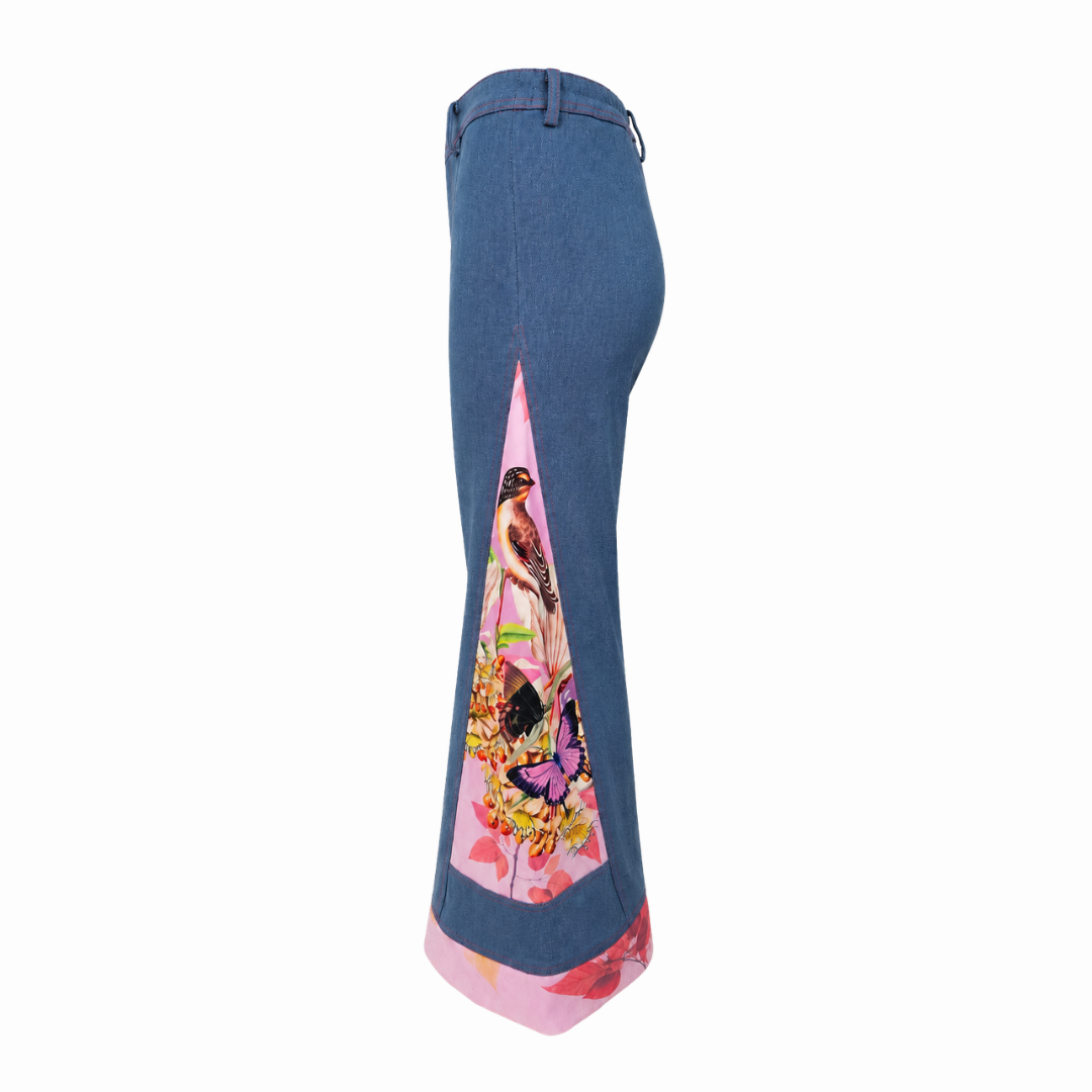 Miami Pink Denim cullote pant - 2MADISONAVENUE.COM