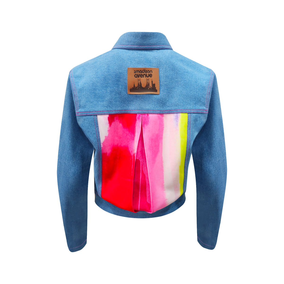 Bonita AP Pink Signature Denim Light Blue Cropped Jacket - 2MADISONAVENUE.COM