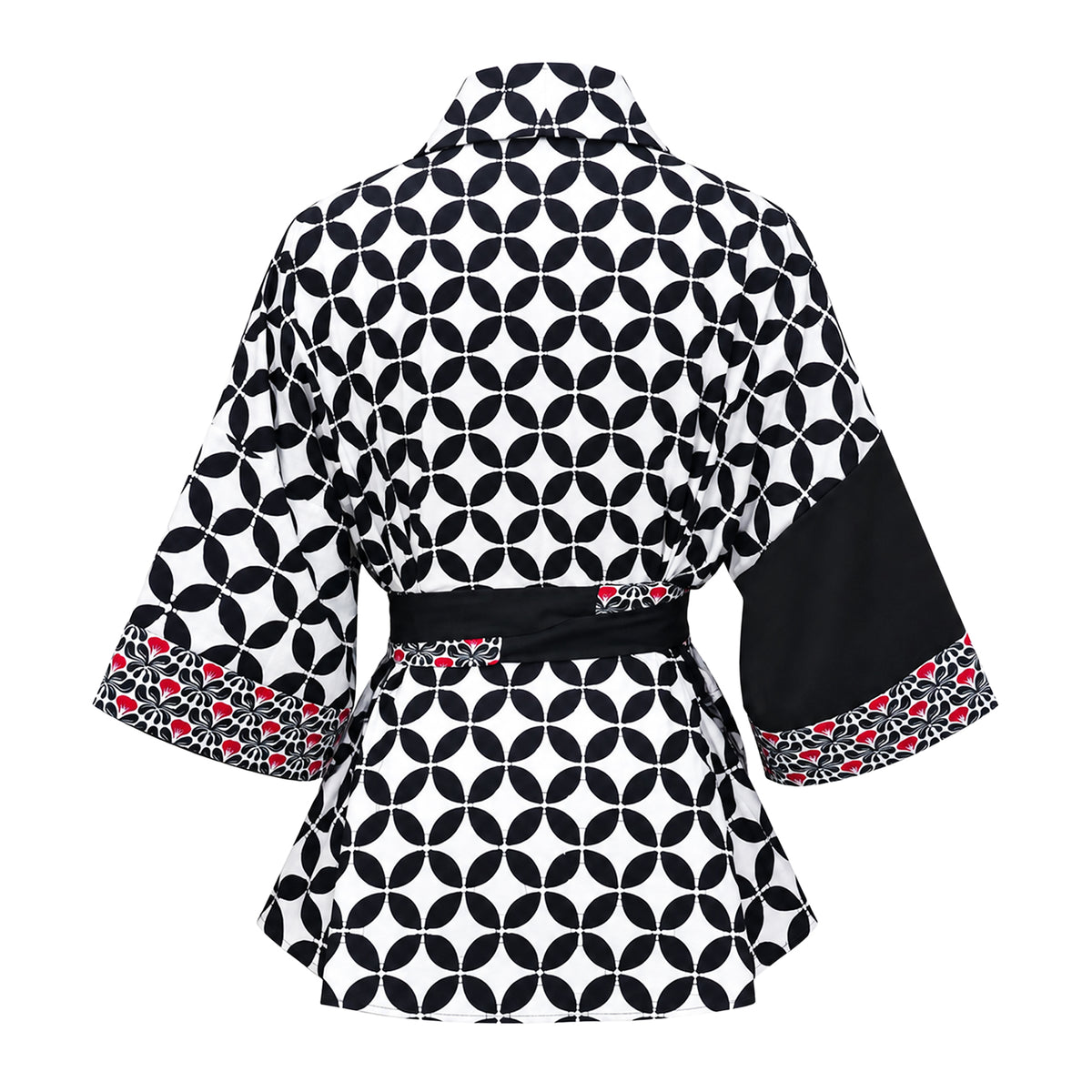 Central Park Black batik kimmy twin set top with obi belt (3 pcs) - 2MADISONAVENUE.COM