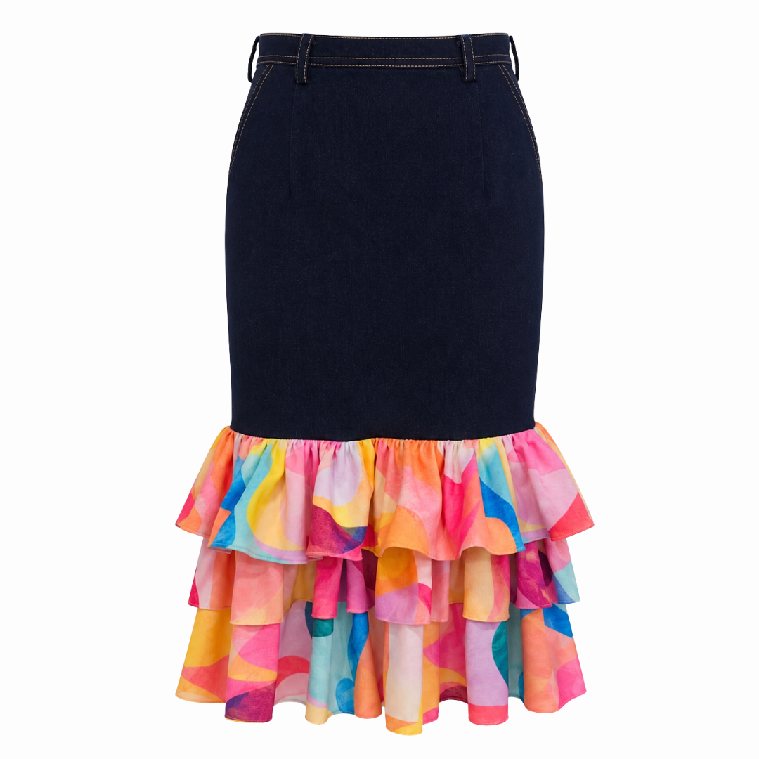 Rainbow Joy denim carrie skirt