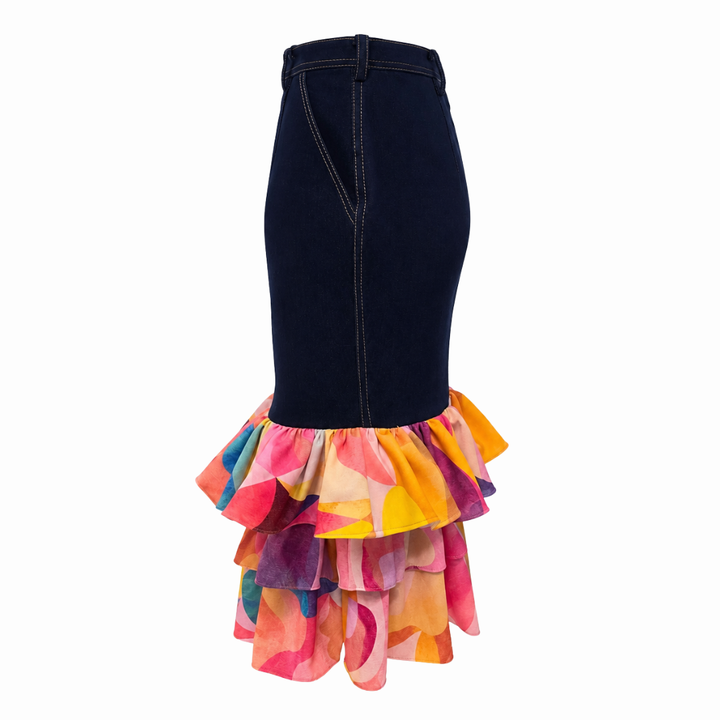 Rainbow Joy denim carrie skirt - 2MADISONAVENUE.COM
