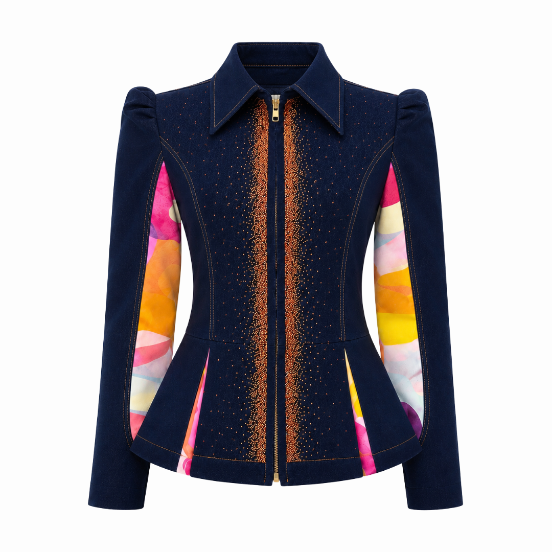 Rainbow Joy samantha blazer denim top with sequin