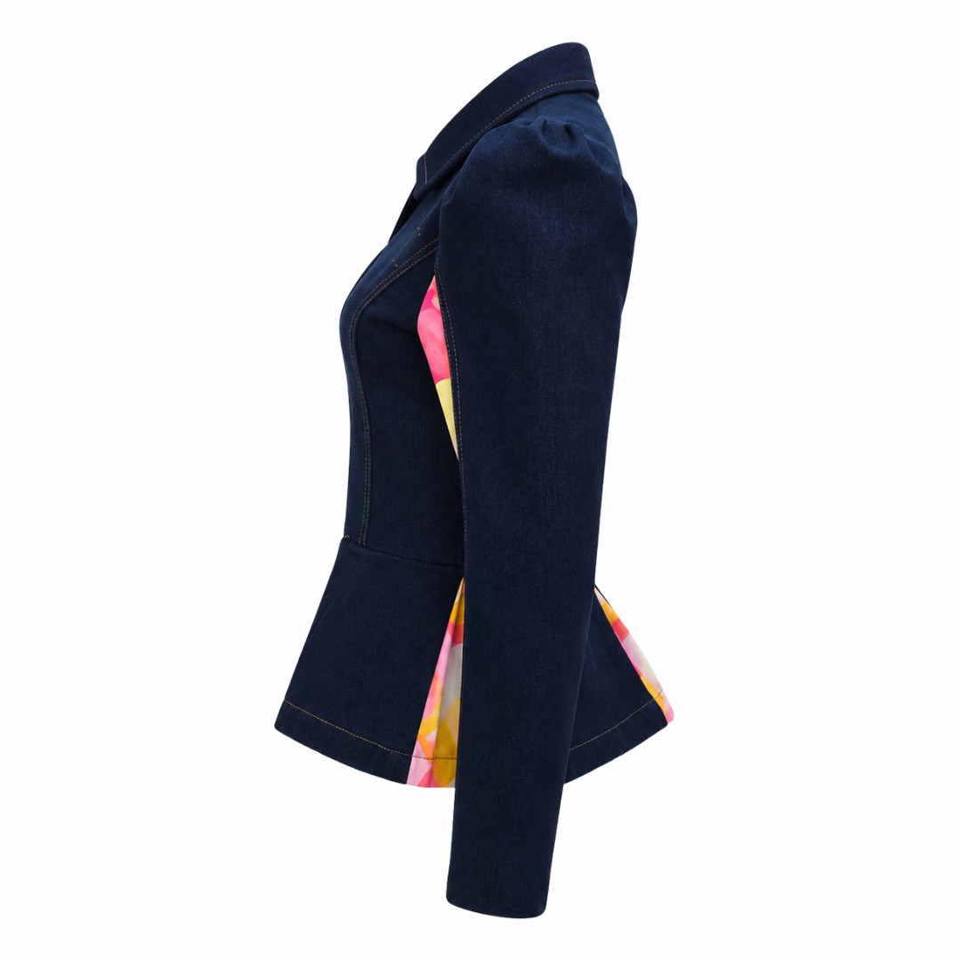 Rainbow Joy samantha blazer denim top with sequin