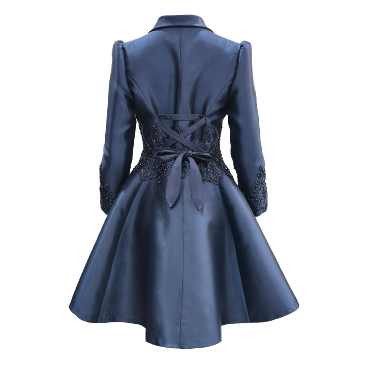 Signature Navy Samantha long jacket - 2MADISONAVENUE.COM