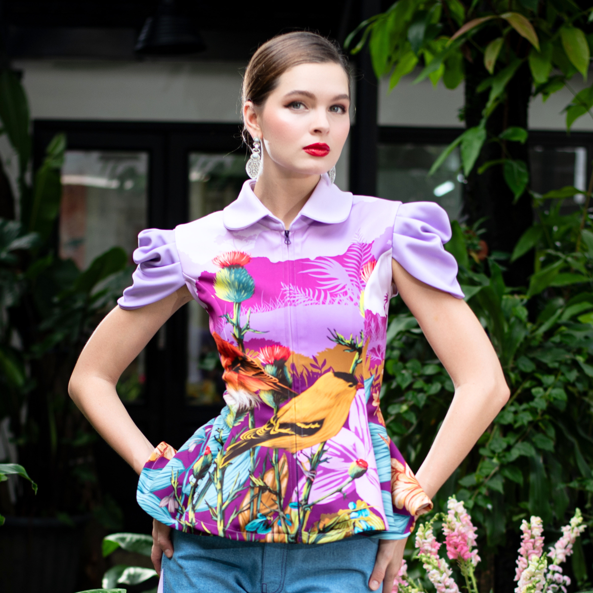 CP Purple floral top - 2MADISONAVENUE.COM