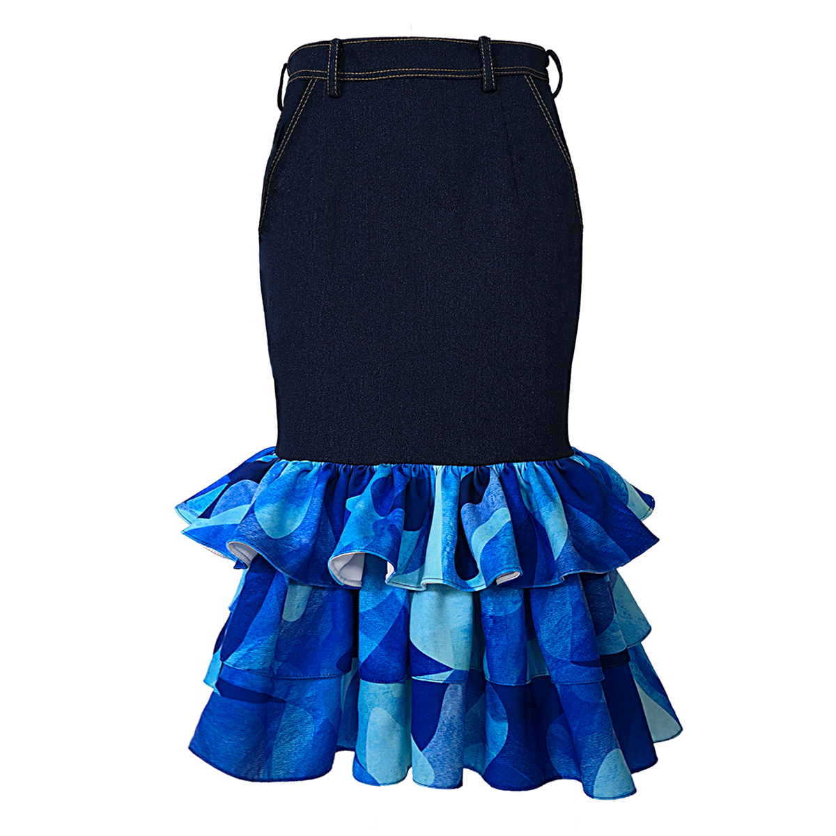 Rainbow Joy Blue denim carrie skirt - 2MADISONAVENUE.COM
