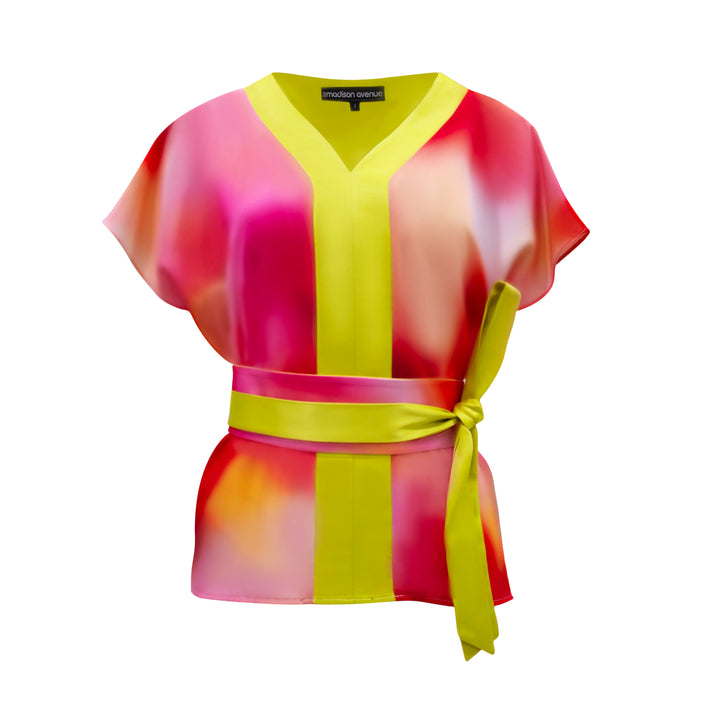 Blur Lines basic V-neck top with belt (7324071723031)