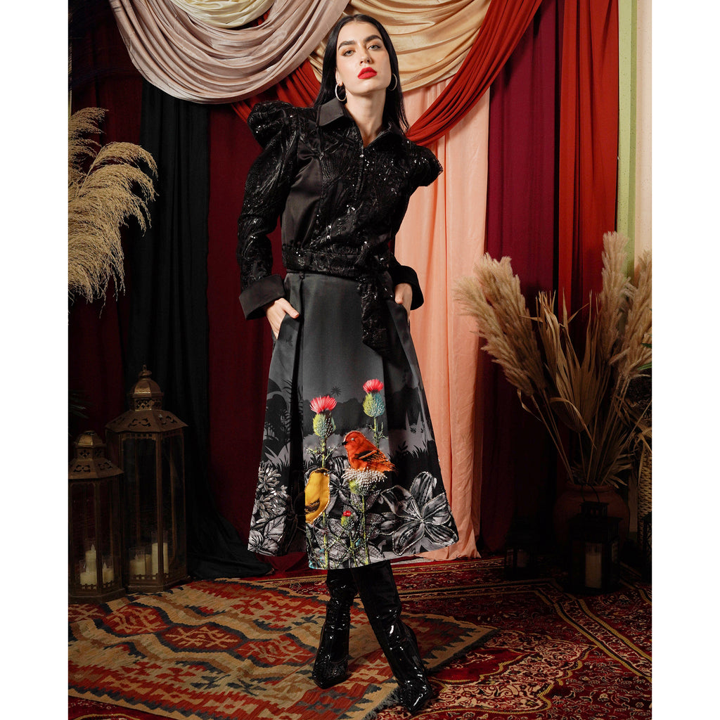 Central Park Black kahlo fancy medium ball skirt with lace (7046110347287)
