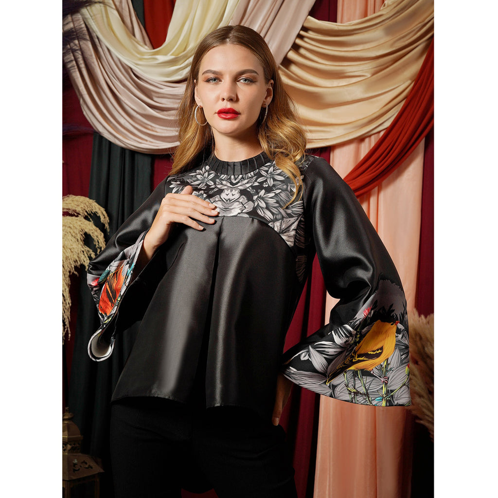 Central Park Black morocco top with lace (7045691605015)