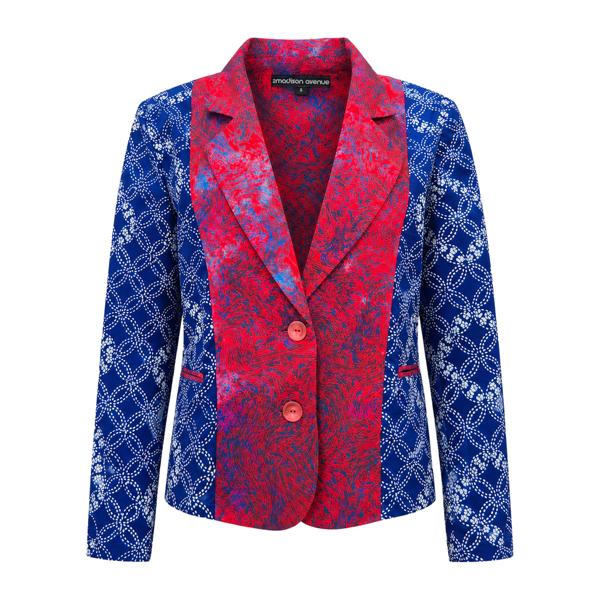 Reese blazer in blue red with batik