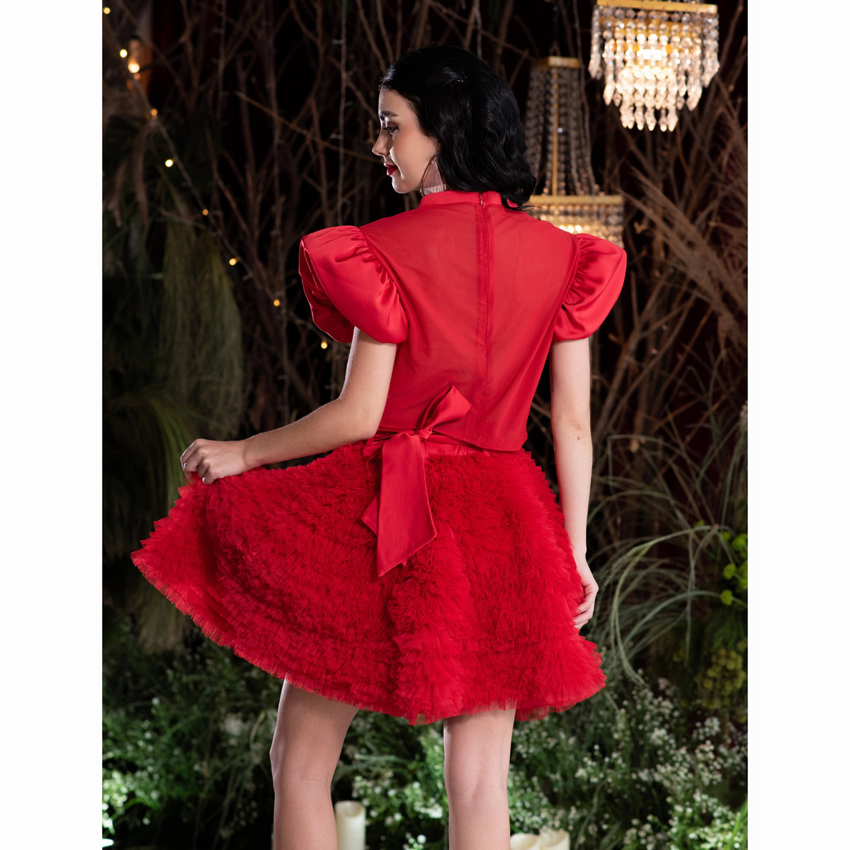 English Tulle mini red skirt (7425285619735)