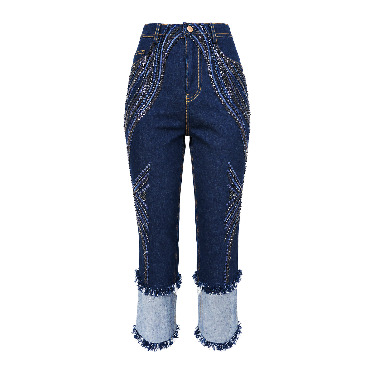 Signature Denim New Pencil Pant with lace - 2MADISONAVENUE.COM