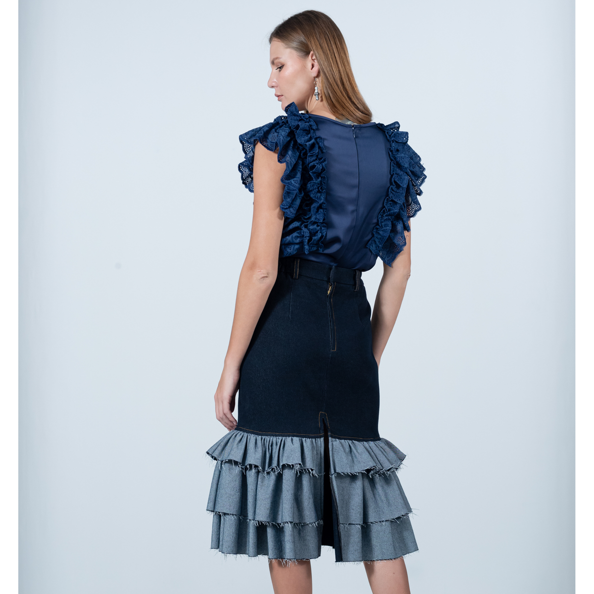 Carrie Denim Skirt in Chambray (7015063846935)