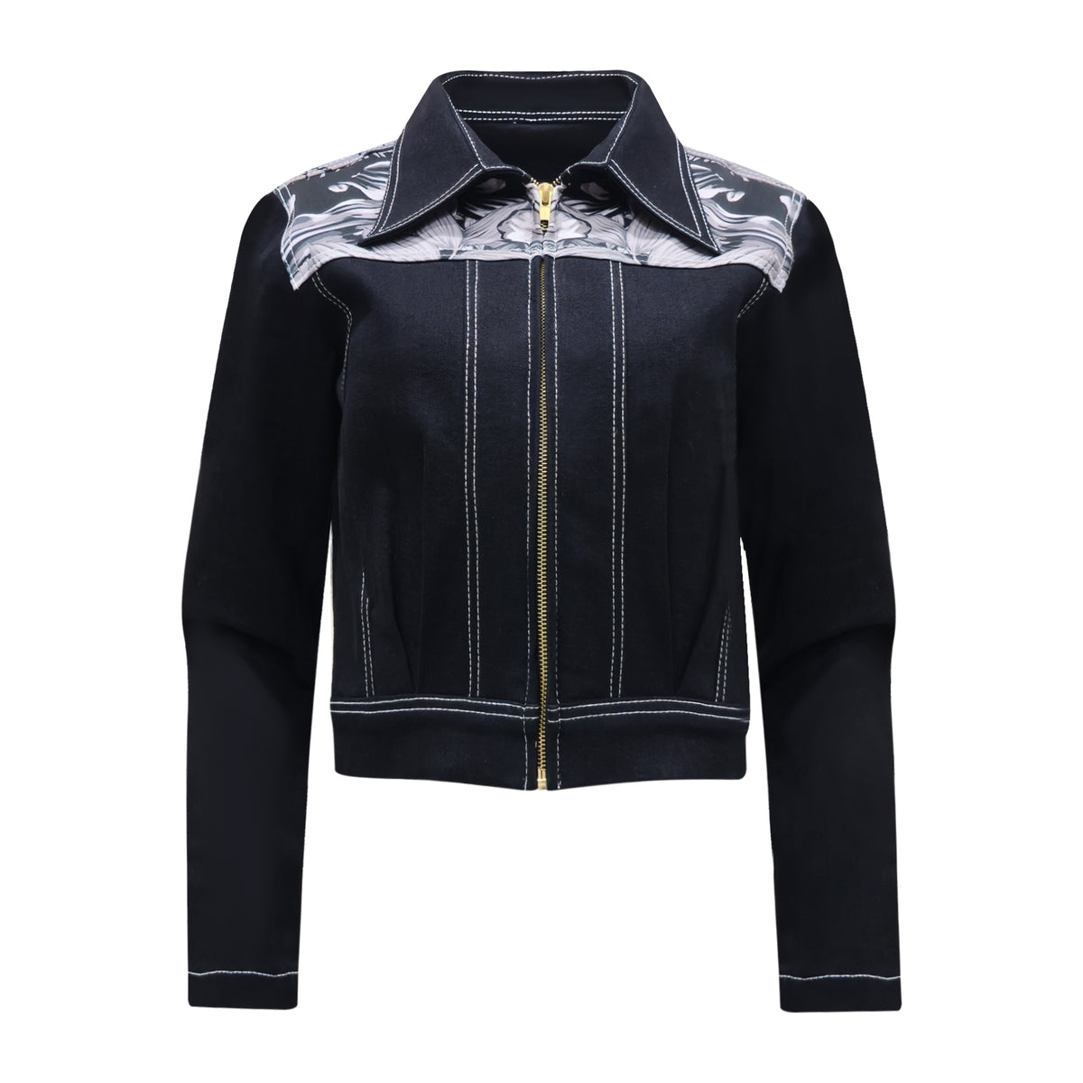 Central Park Black denim cropped jacket - 2MADISONAVENUE.COM