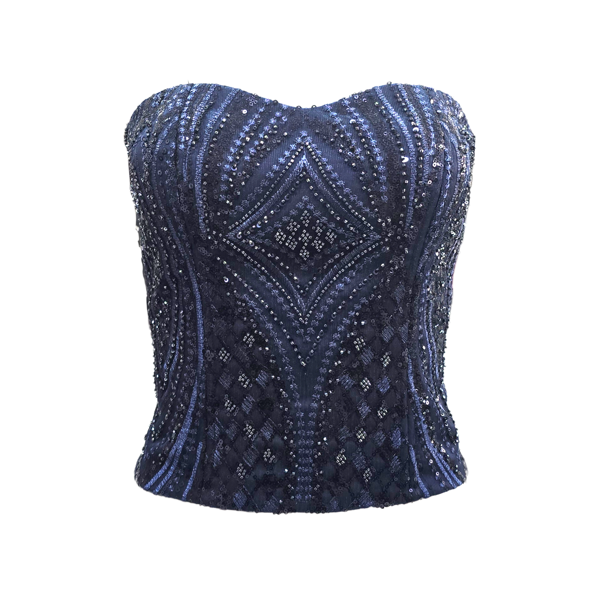 Signature Navy sweetheart bustier top - 2MADISONAVENUE.COM