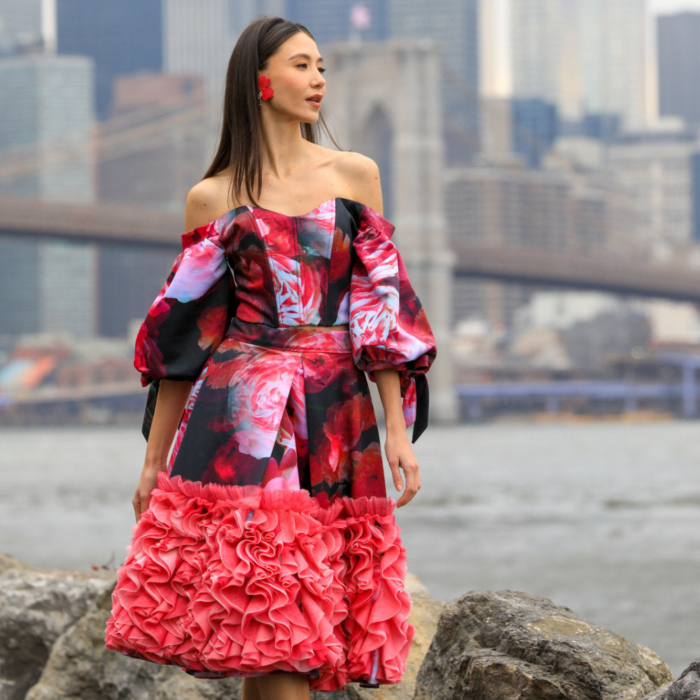 Becoming Night Rose Ballon skirt with 3D Tulle (6866513199127)