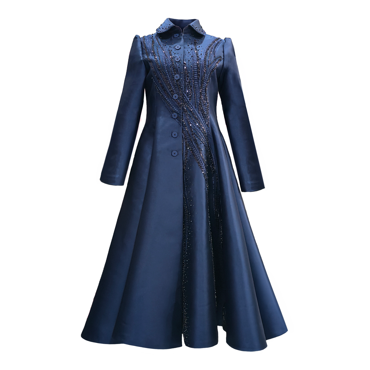 Signature Navy Samantha long jacket - 2MADISONAVENUE.COM