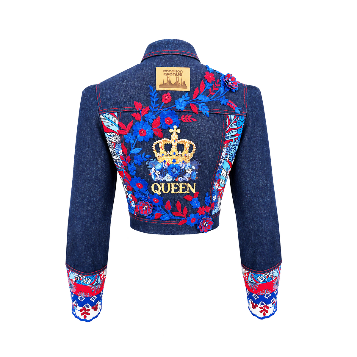 Reese Bohemian cropped denim jacket with sequin - 2MADISONAVENUE.COM