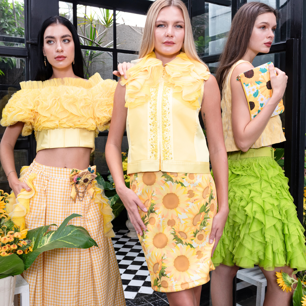 English tulle curly green skirt