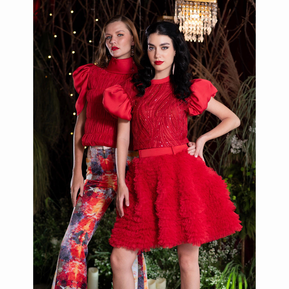 English Tulle mini red skirt (7425285619735)