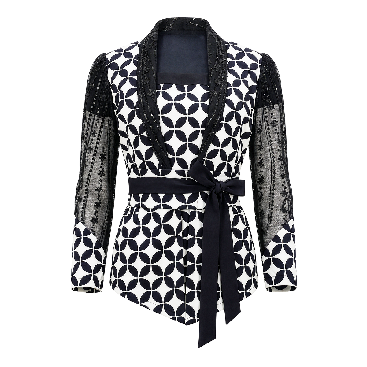 Kebaya encim black lace batik set top - 2MADISONAVENUE.COM