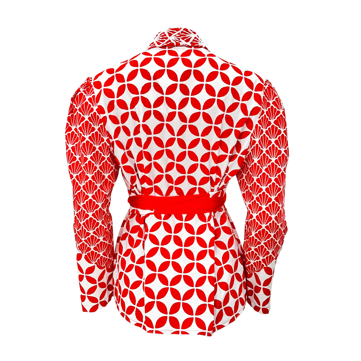 Kebaya encim red batik set top with sequin - 2MADISONAVENUE.COM