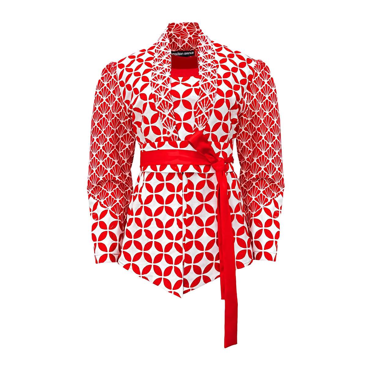 Kebaya encim red batik set top with sequin - 2MADISONAVENUE.COM