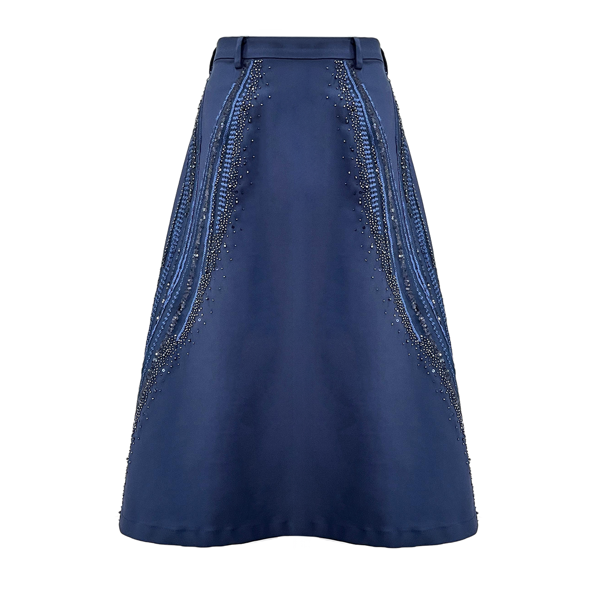 Signature Navy A-line medium skirt with sequin - 2MADISONAVENUE.COM